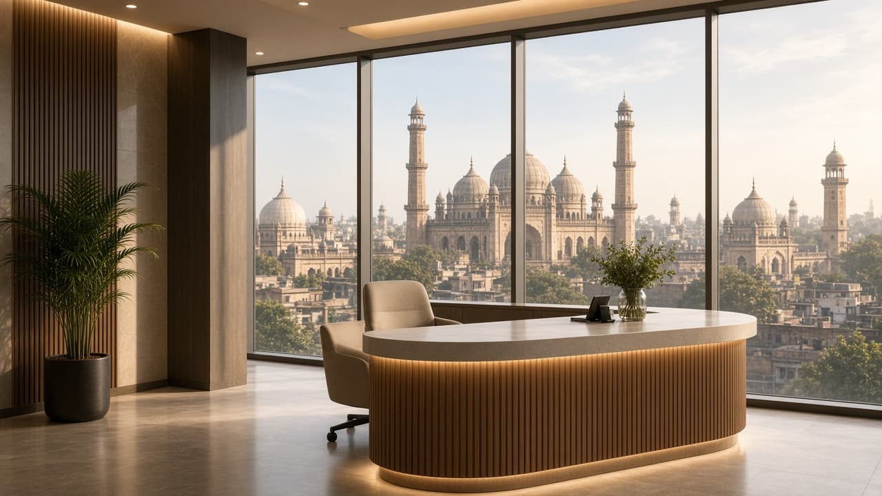 Modern clinic reception with Lucknow city context
