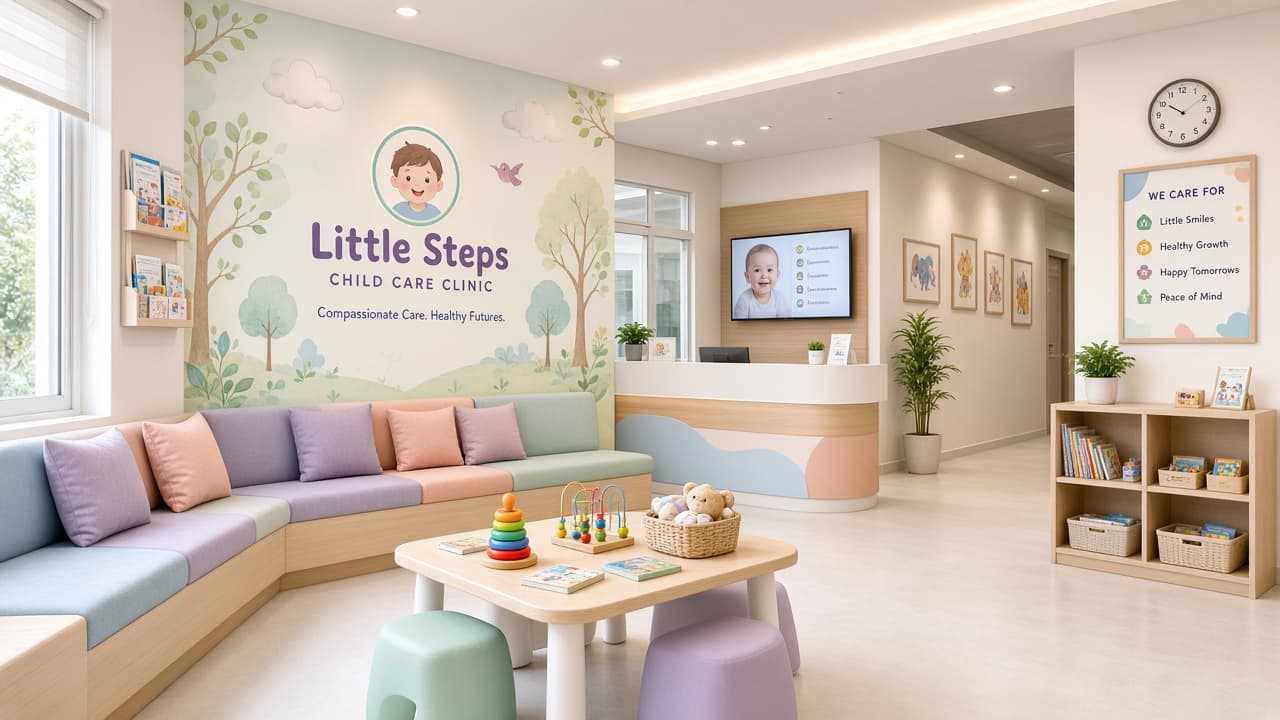 Pediatric clinic waiting room in Lucknow